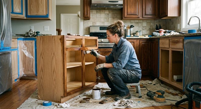 Oak Cabinet Refinishing in Carmel, IN